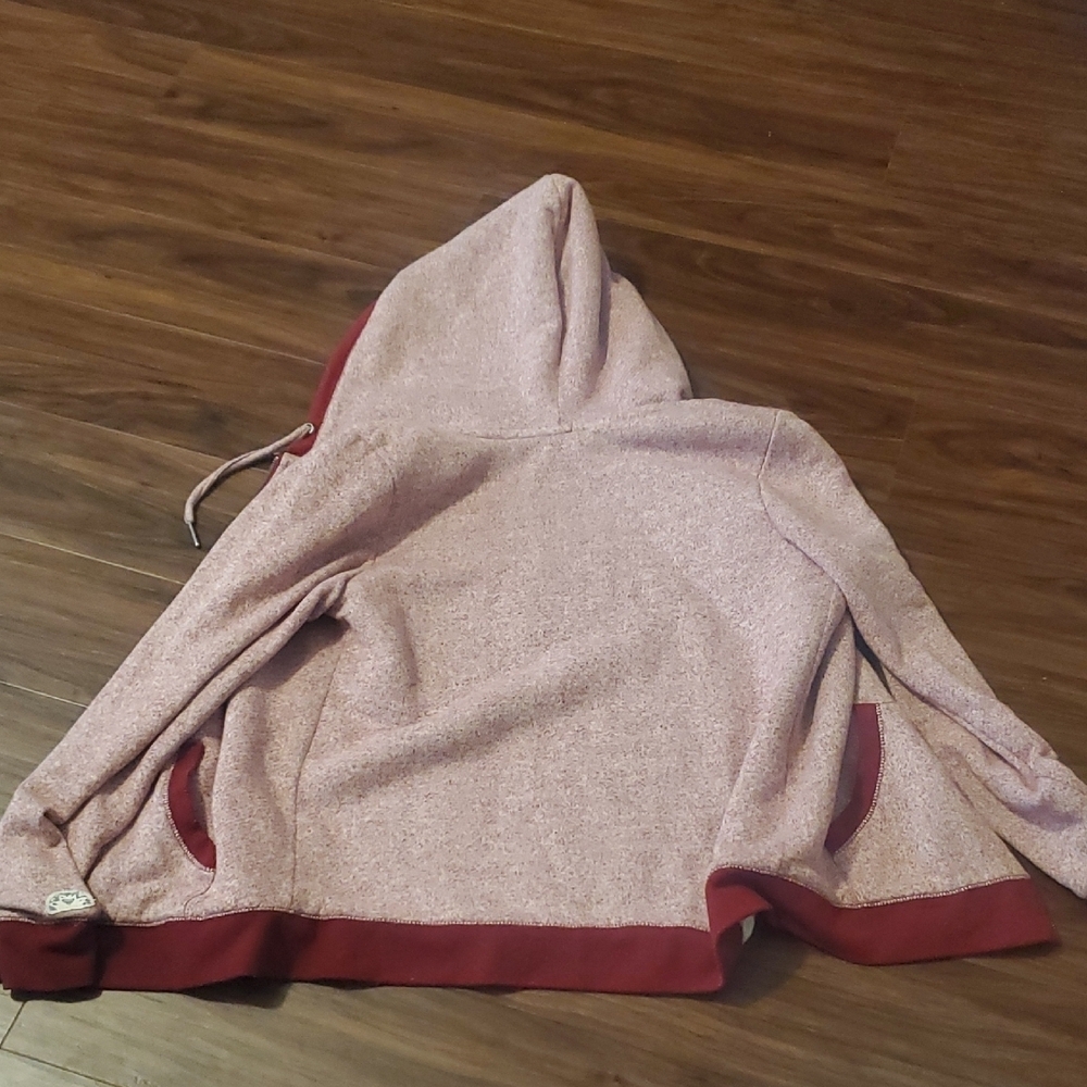 Roxy Light Pink Hooded Sherpa Fleece Hooded Jacket with Maroon Trim - Picture 9 of 9